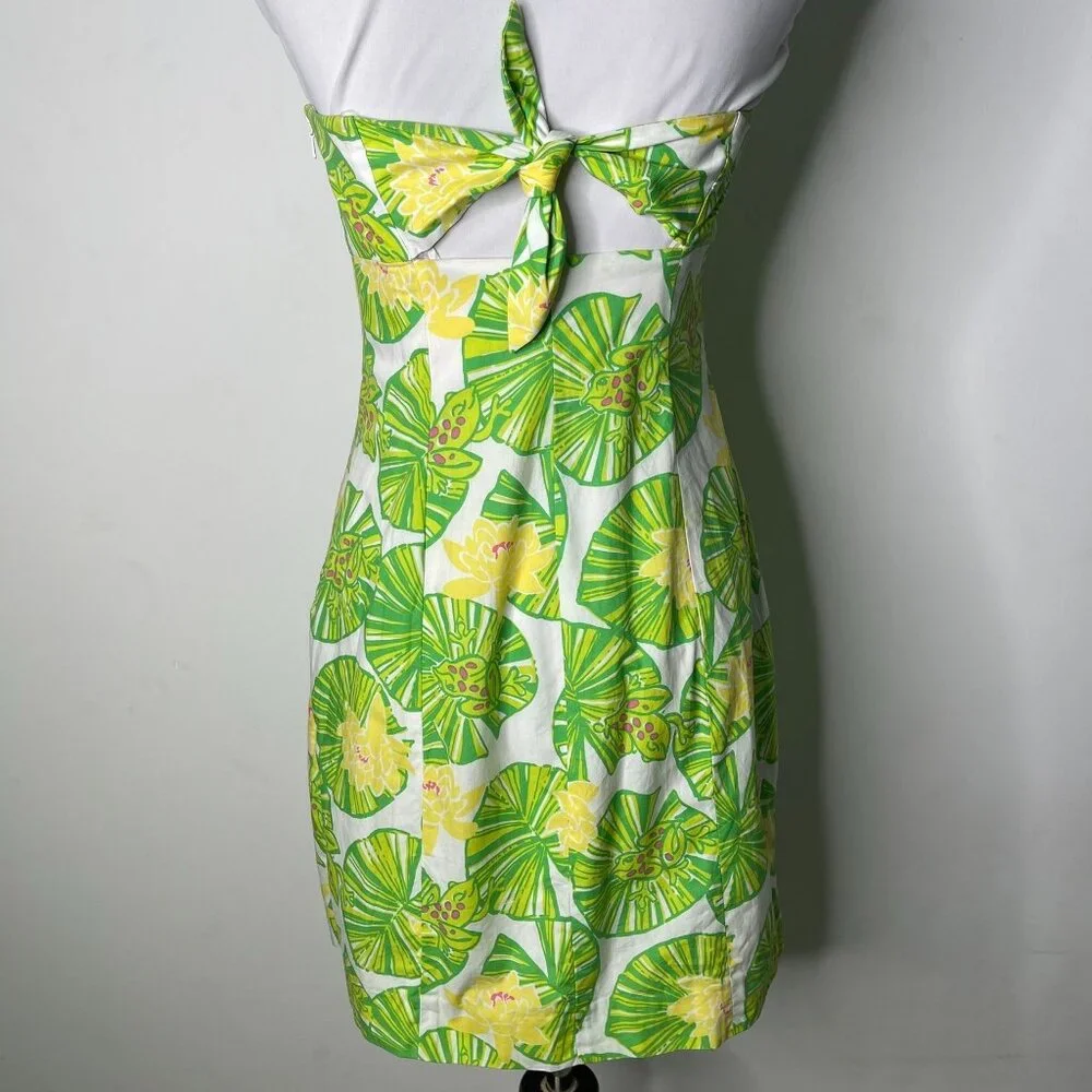 Lilly Pulitzer Franco Strapless Dress Hip Hop Hooray Frog Lily Pad Green Sz 0 - Picture 8 of 12